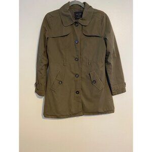 Love Tree Womens S Olive Green Trench Coat Button Closure Military Y2K Casual
